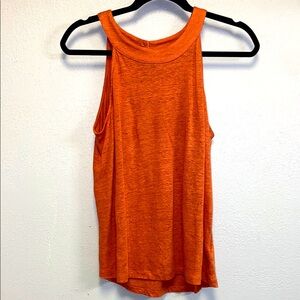 Joie Size Small Burnt Orange 100% Linen Sleeveless Halter Boho Tank Top: 3509